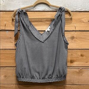 Nine Britton Gingham Tie-Strap Blouse
